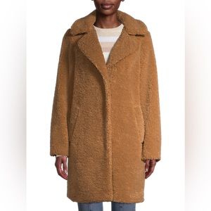 Trendy and Warm Tan Teddy Coat, XL, Size 16/18